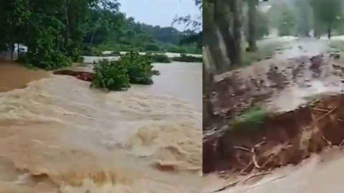রেকর্ড বৃষ্টিপাত, মুহুরী নদীর বাঁধ ভেঙে প্লাবিত ১৫ গ্রা