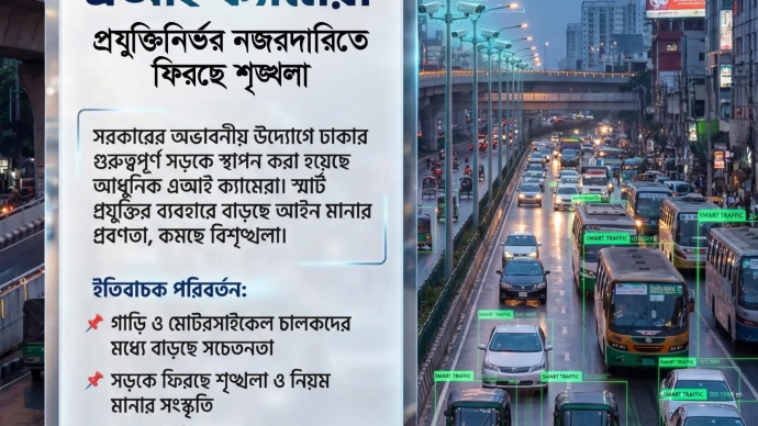 ঢাকার সড়কে এআই ক্যামেরা প্রযুক্তিনির্ভর নজরদারিতে ফিরছে শৃঙ্খলা